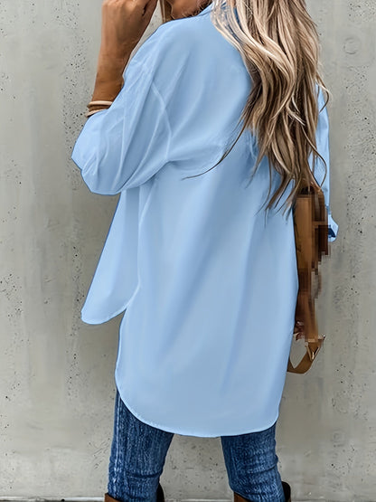 Effen Kleur Shirt - Knopen Ontwerp & Borstzak