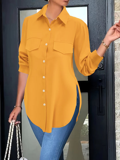 Effen Knopsluiting Shirt - Valse Zakken & Ademend Materiaal