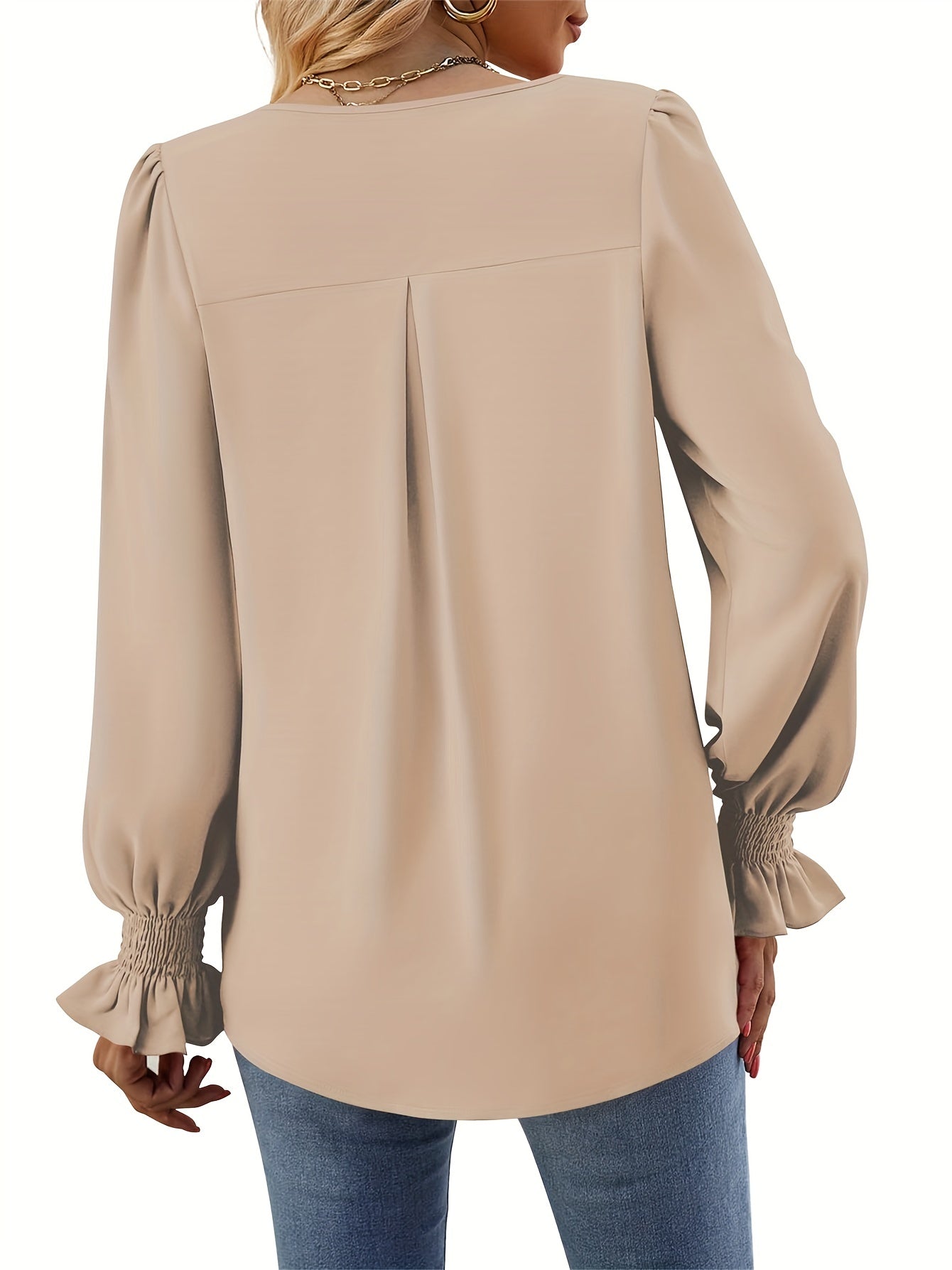 Fuchsia V-Hals Chiffon Blouse - Lange Mouwen & Lichtgewicht Ontwerp