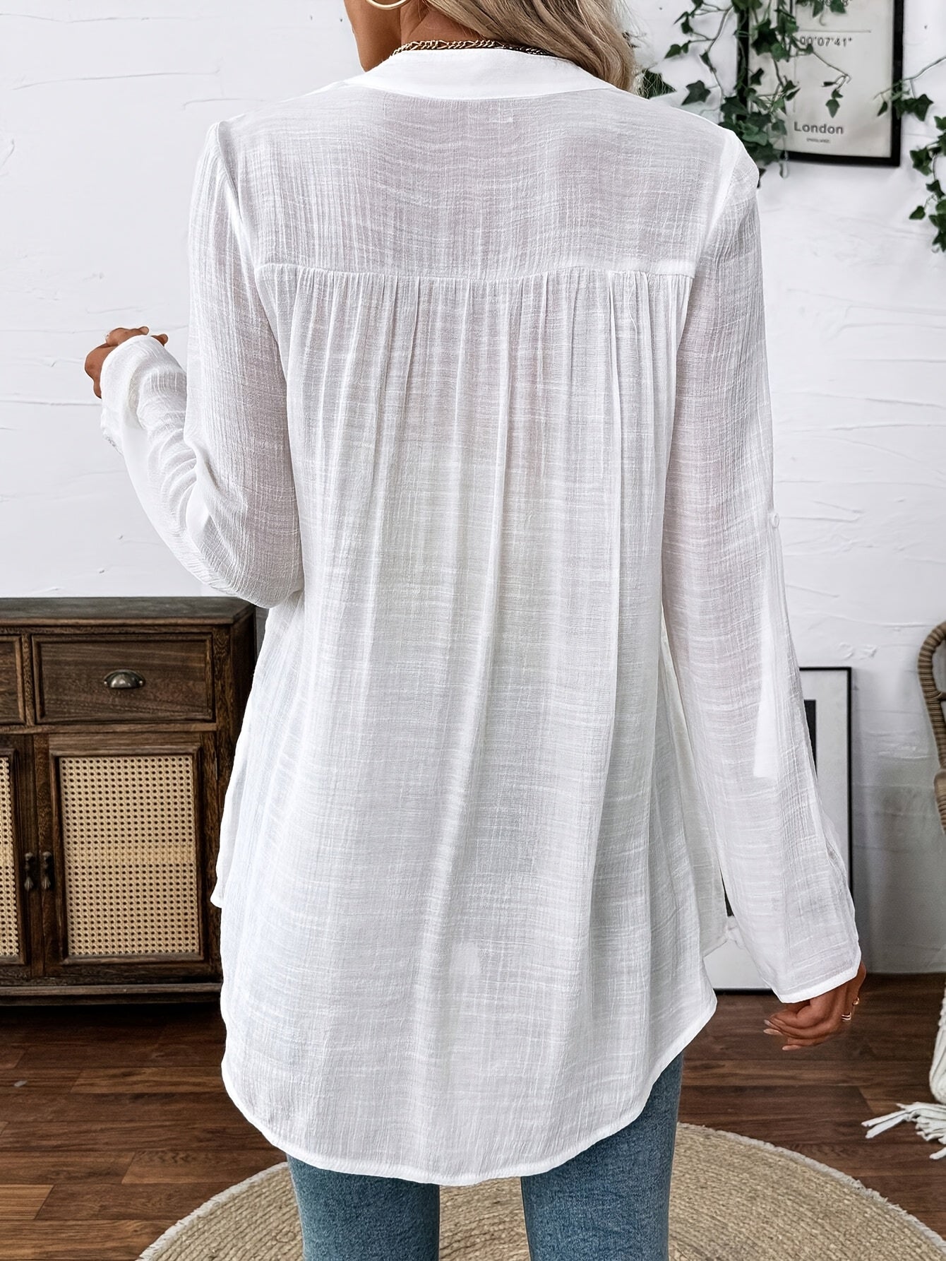 Geborduurde Blouse - Bloemmotief & Lange Mouwen Ontwerp