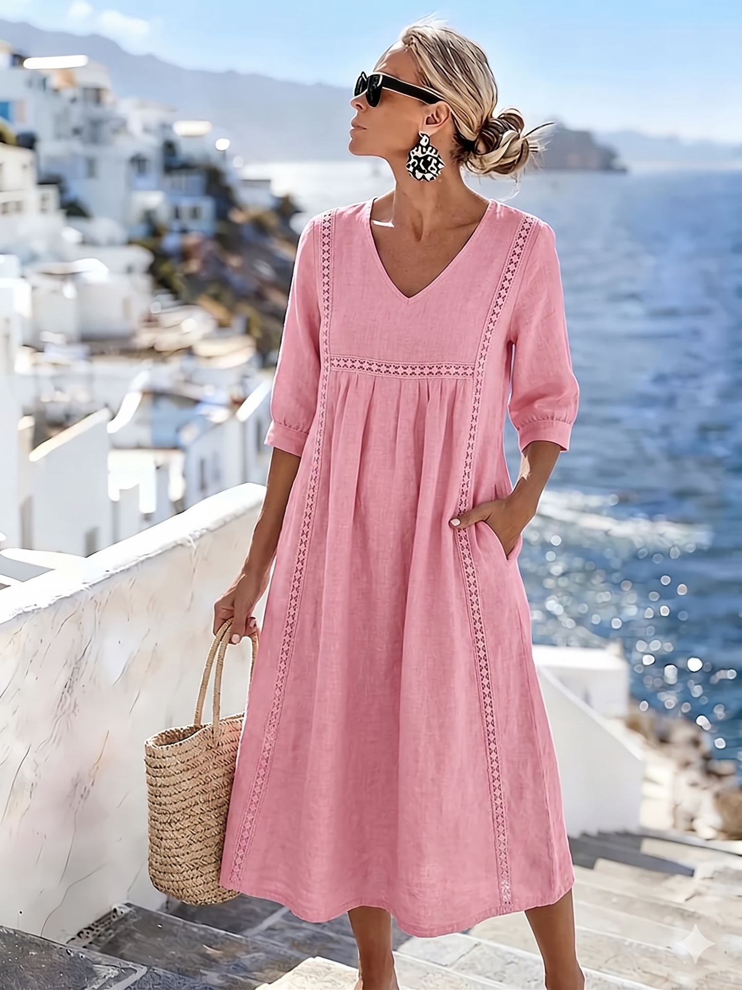 Tatiana | Casual A-lijn Jurk met Patchwork Kant