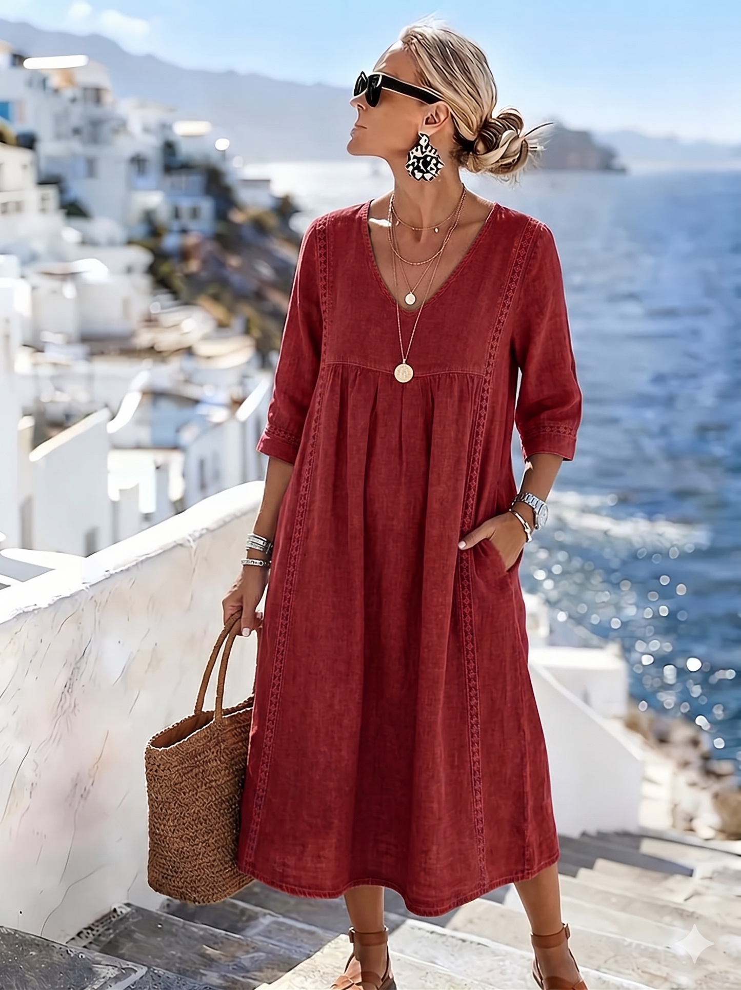 Tatiana | Casual A-lijn Jurk met Patchwork Kant