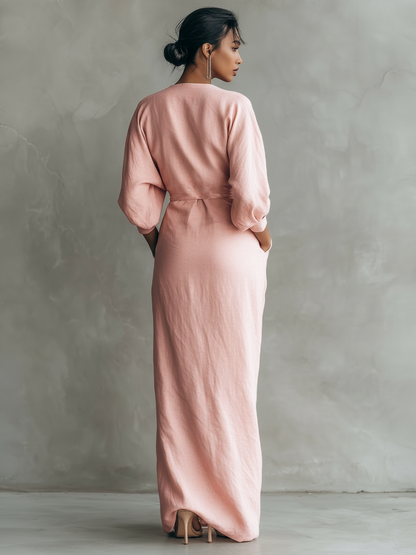 Rosa Maxi Jurk V-Hals