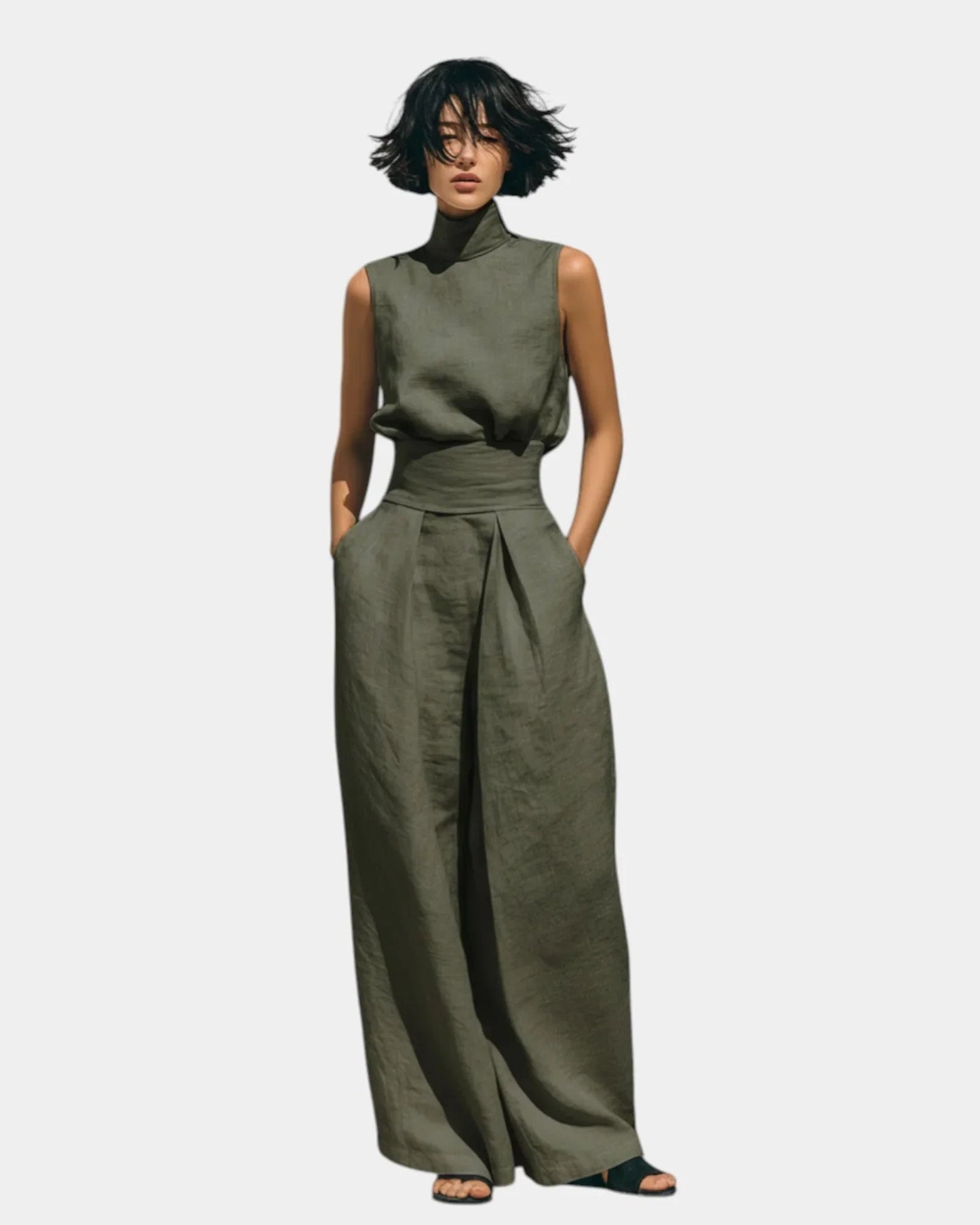 Falyne | Minimalistische tanktop en brede broek set