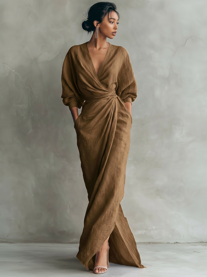 Rosa Maxi Jurk V-Hals