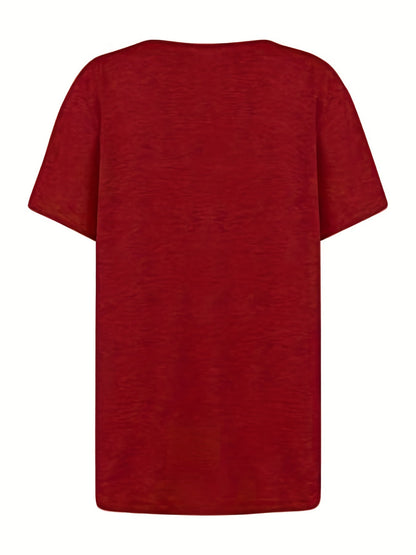 Gerimpelde Effen Blouse - Asymmetrische Halslijn & Korte Mouwen