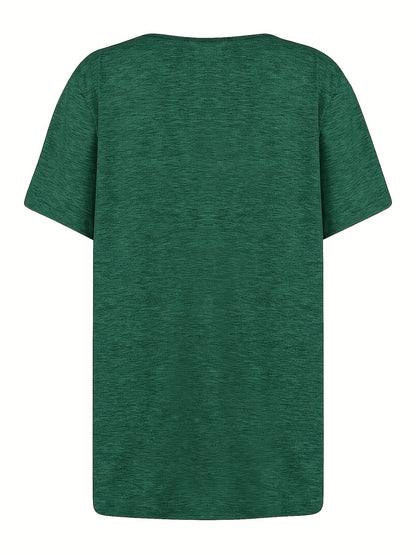 Gerimpelde Effen Blouse - Asymmetrische Halslijn & Korte Mouwen