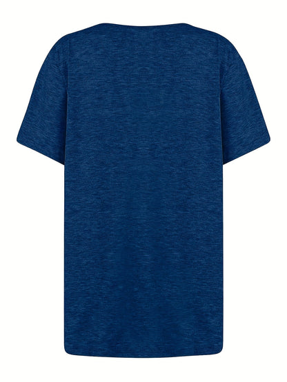 Gerimpelde Effen Blouse - Asymmetrische Halslijn & Korte Mouwen