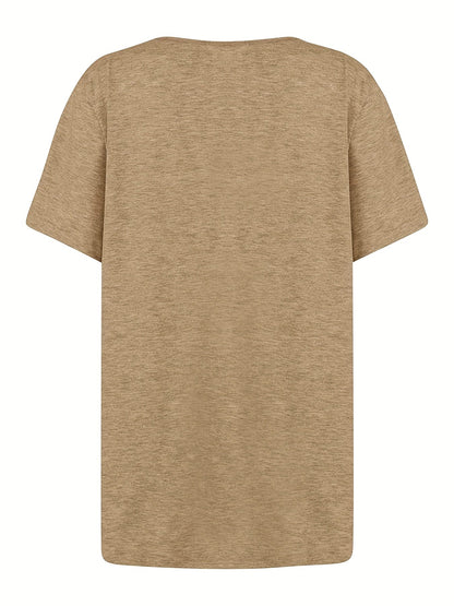 Gerimpelde Effen Blouse - Asymmetrische Halslijn & Korte Mouwen