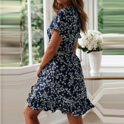 Elodie | Boho Jurk met Bloemenprint en Ruches