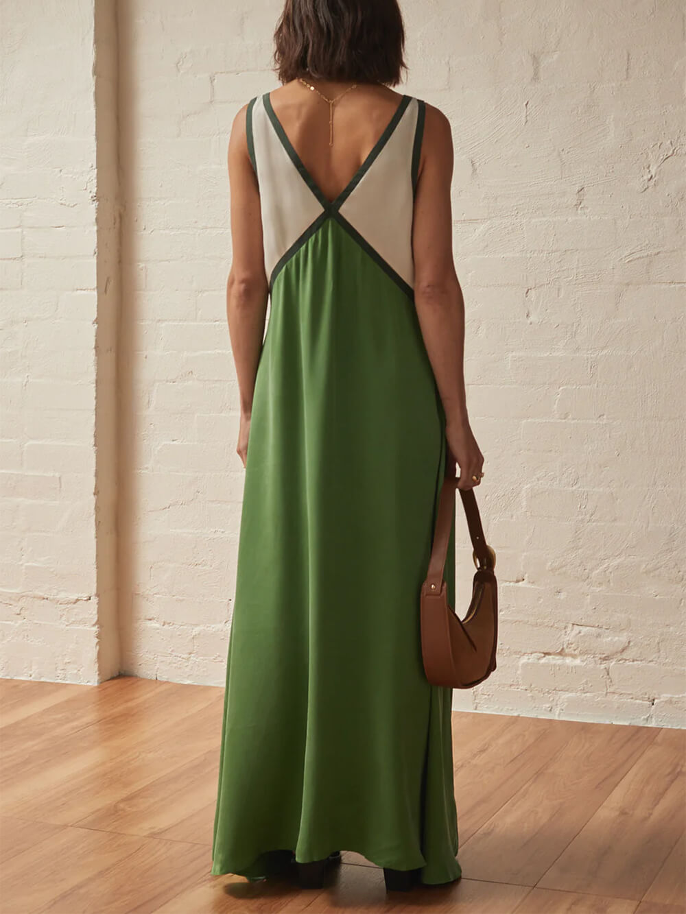 Splicing Chic V-hals Contrasterende Kleur Jurk