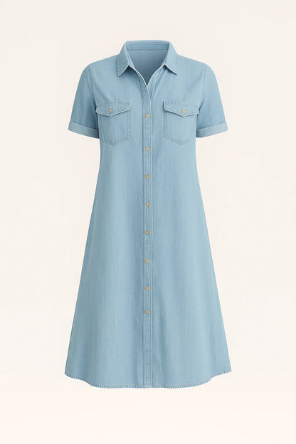 Jackie - midi-jurk met korte mouwen en knoopsluiting