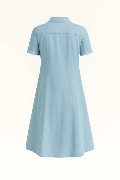Jackie - midi-jurk met korte mouwen en knoopsluiting