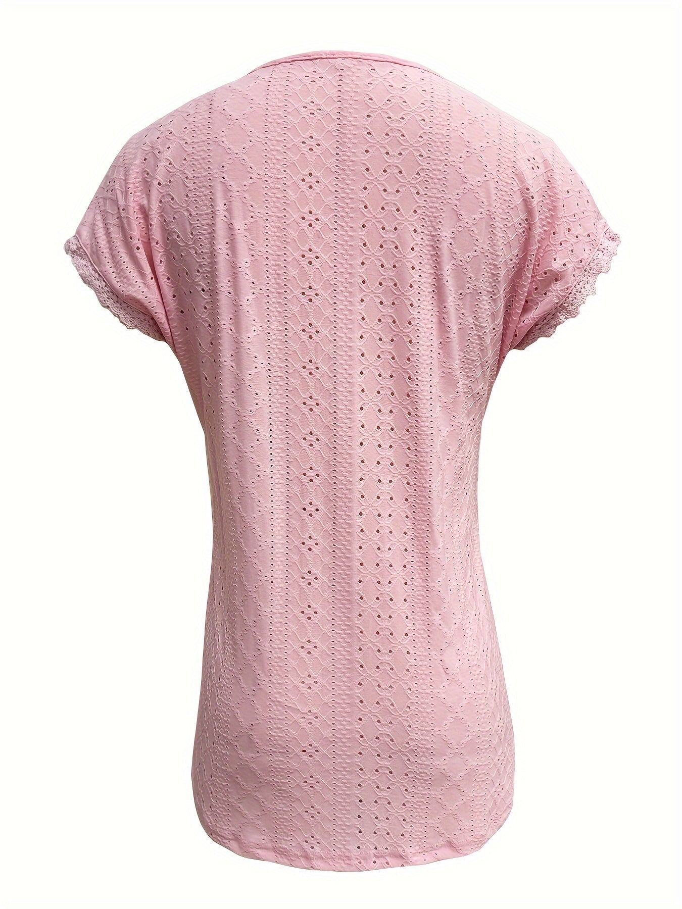 Kanten Trim V-Hals Blouse - Pullover Stijl & Losse Pasvorm