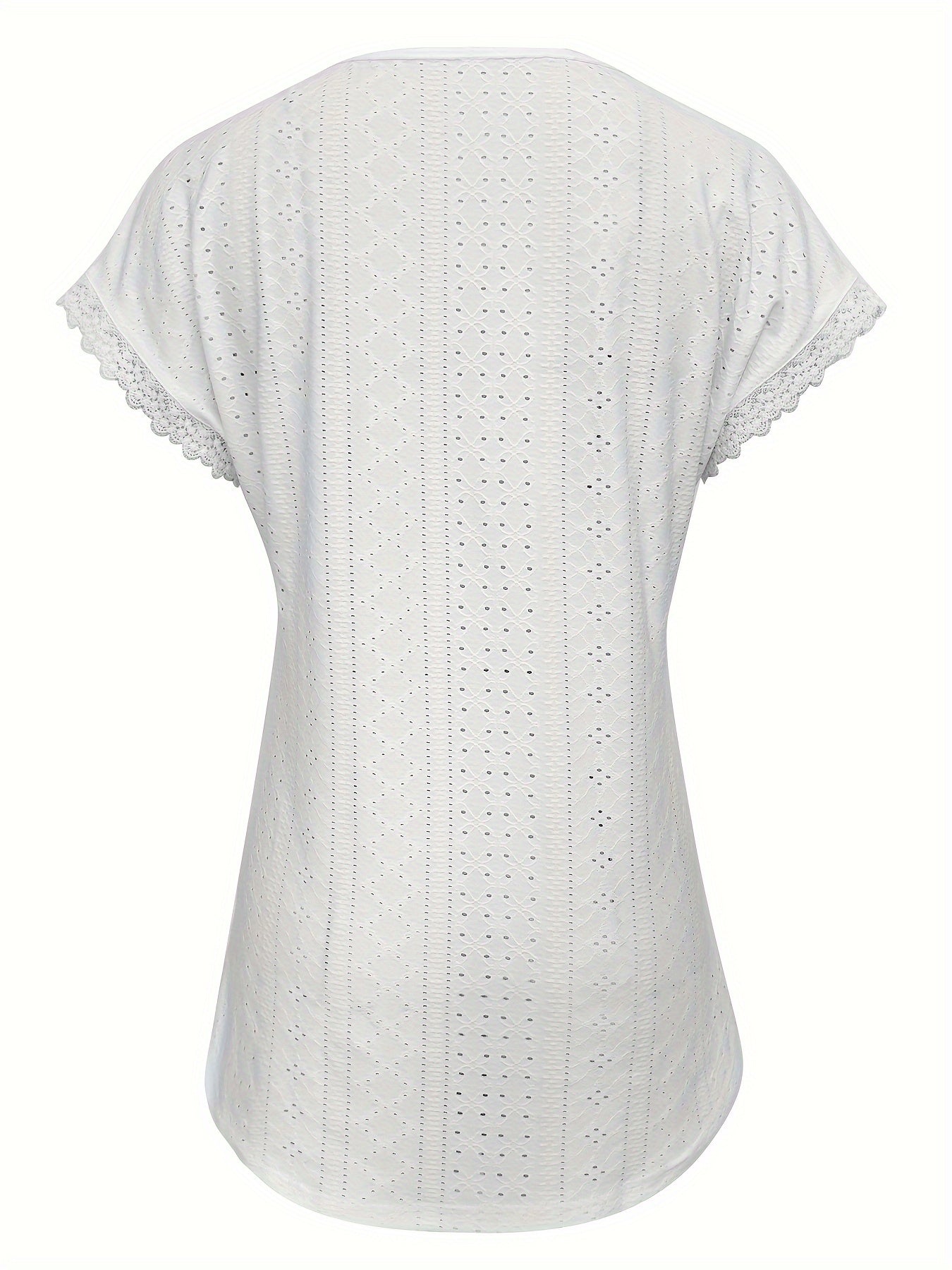 Kanten Trim V-Hals Blouse - Pullover Stijl & Losse Pasvorm