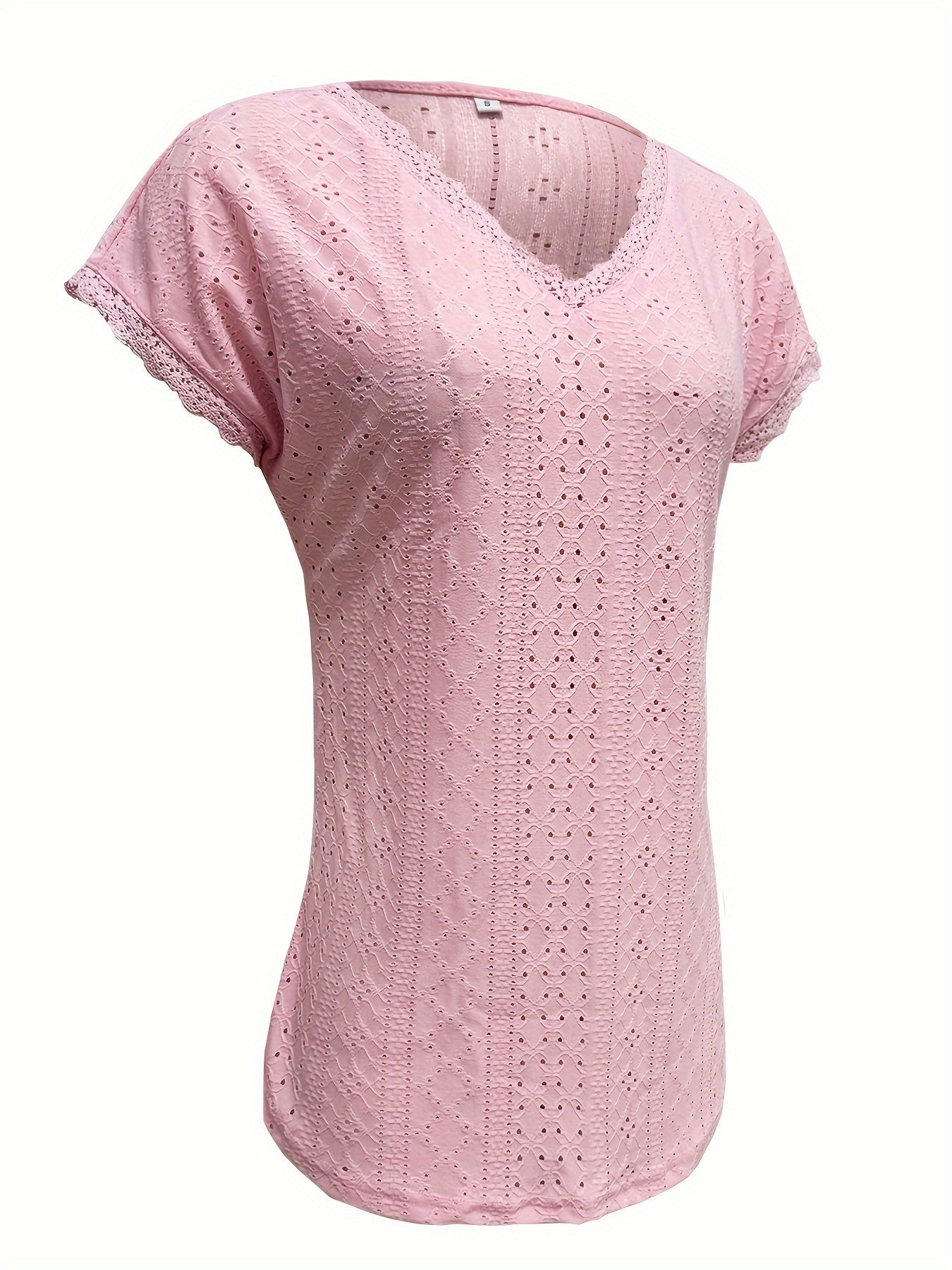 Kanten Trim V-Hals Blouse - Pullover Stijl & Losse Pasvorm
