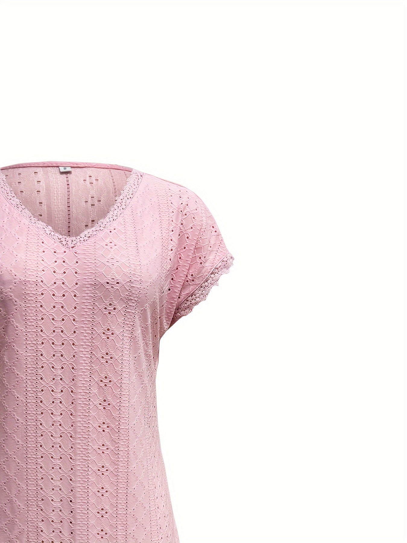 Kanten Trim V-Hals Blouse - Pullover Stijl & Losse Pasvorm