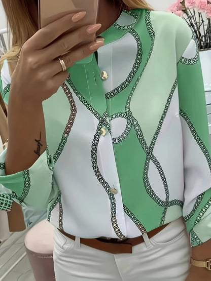 Kettingpatroon Blouse - Knopen Voor en Staande Kraag Design