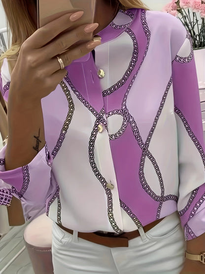 Kettingpatroon Blouse - Knopen Voor en Staande Kraag Design