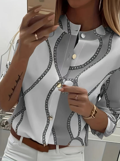 Kettingpatroon Blouse - Knopen Voor en Staande Kraag Design