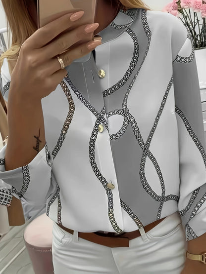 Kettingpatroon Blouse - Knopen Voor en Staande Kraag Design