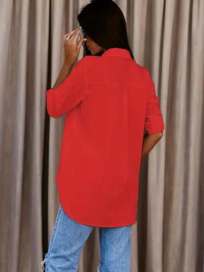 Knop Voor Shirt - Relaxed Fit & Opgerolde Mouwen Design