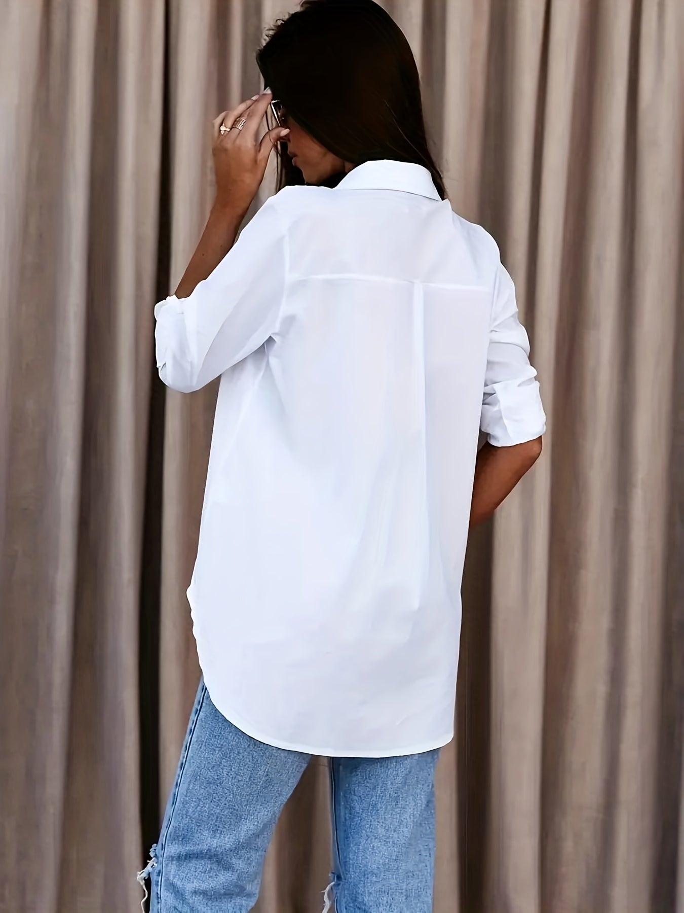 Knop Voor Shirt - Relaxed Fit & Opgerolde Mouwen Design