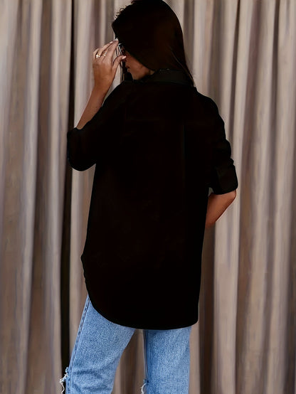 Knop Voor Shirt - Relaxed Fit & Opgerolde Mouwen Design