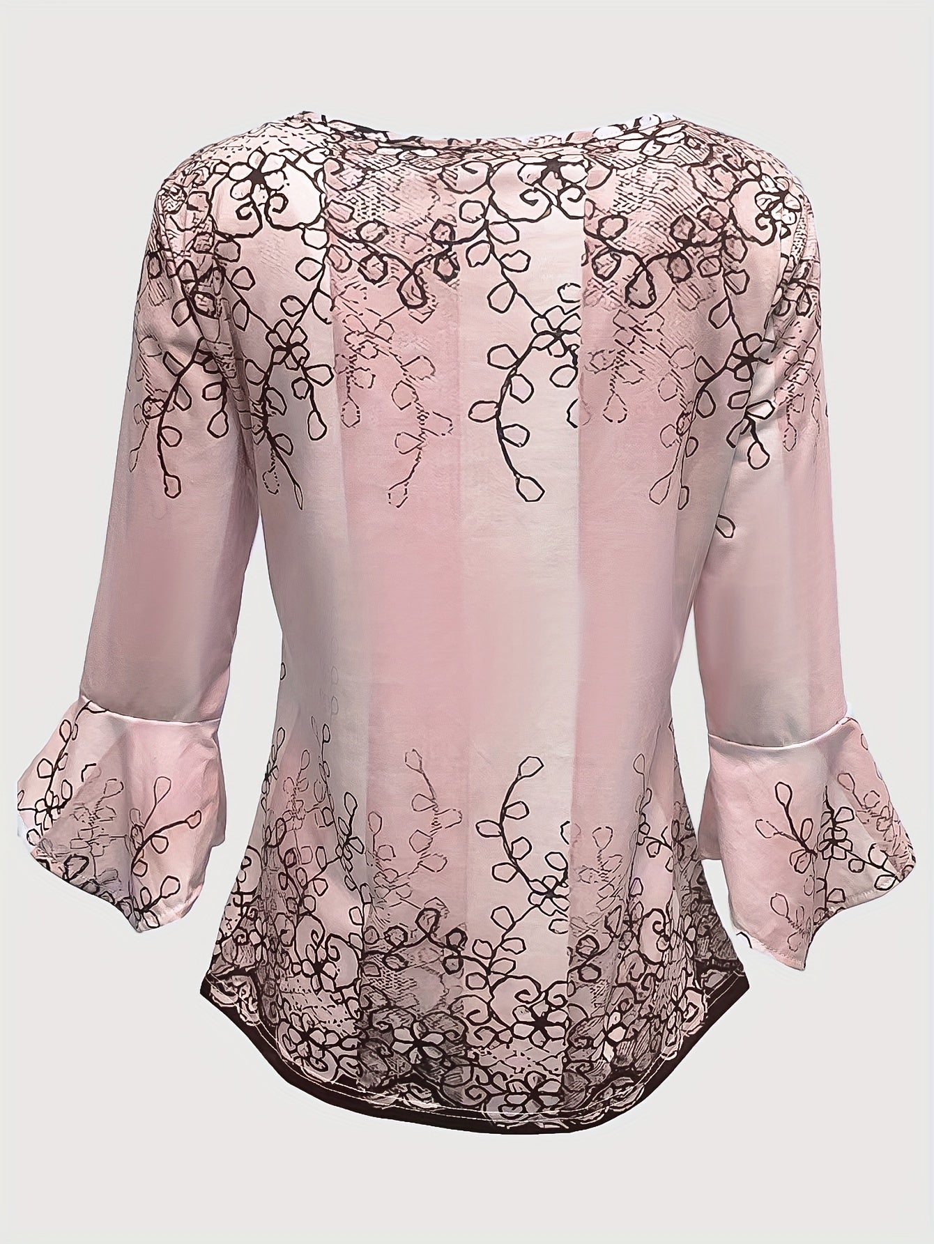 Knopen Bloemenprint Blouse - Rimpel Halve Mouwen & Casual Fit