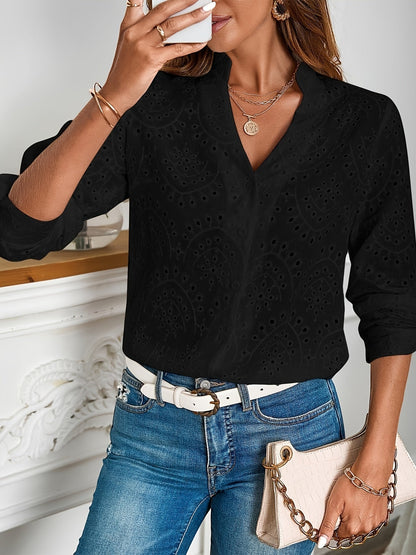 Knopen Voor Blouse - Borduurdetails & Ingezette Hals