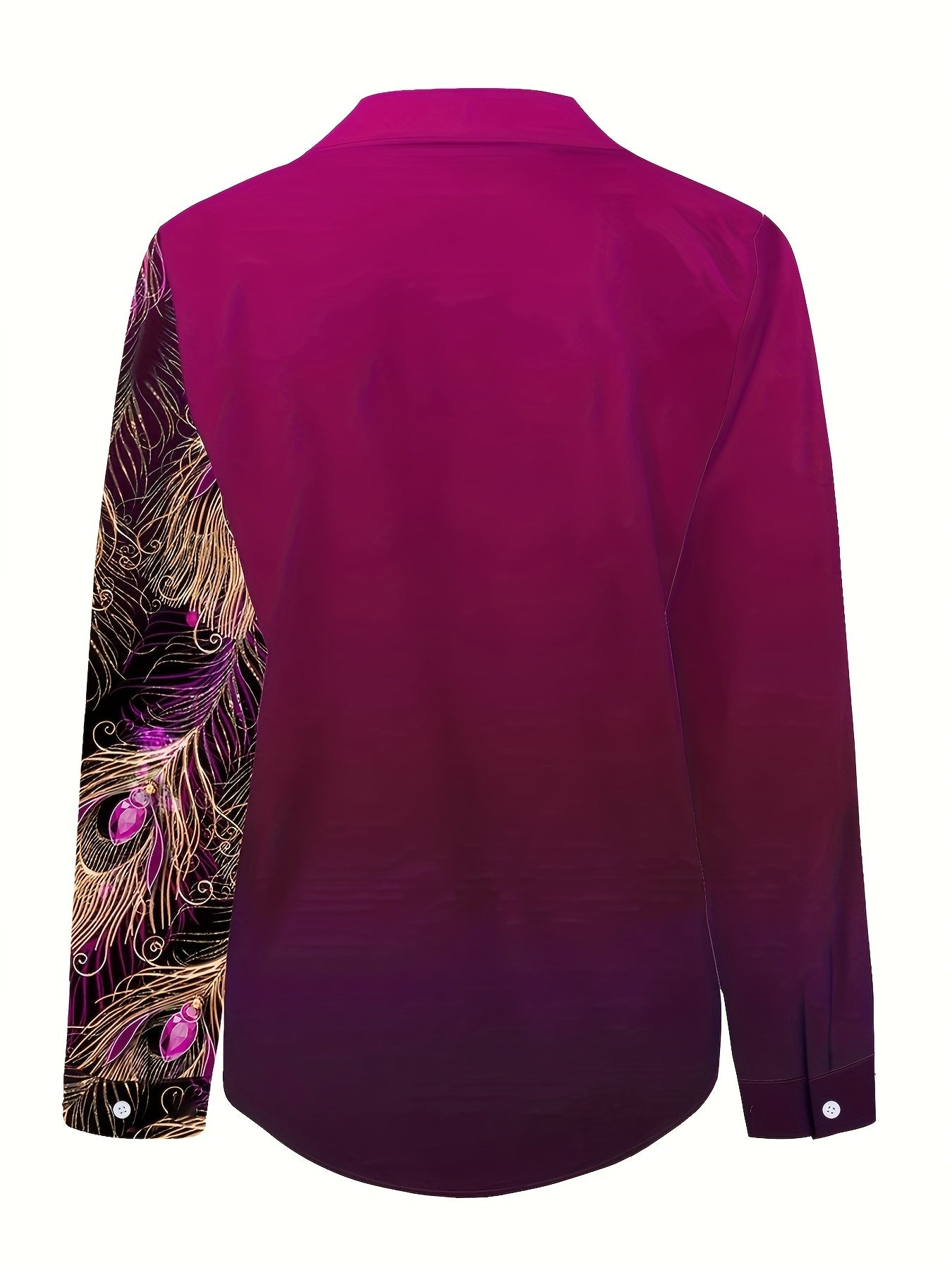 Knopen Voor Blouse - Pauwenprint & Reverskraag Ontwerp
