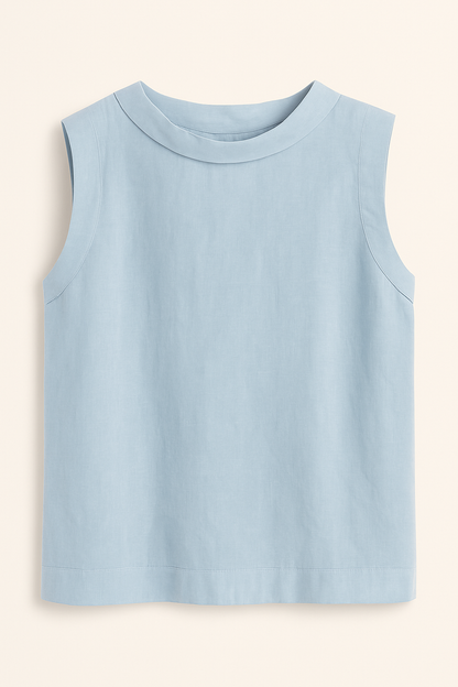 Linnen Blouse Met Korte Mouwen en Ronde Hals: Zomerse Luchtigheid