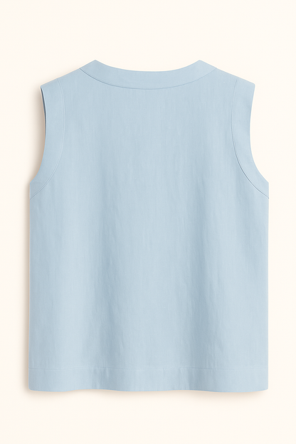 Linnen Blouse Met Korte Mouwen en Ronde Hals: Zomerse Luchtigheid