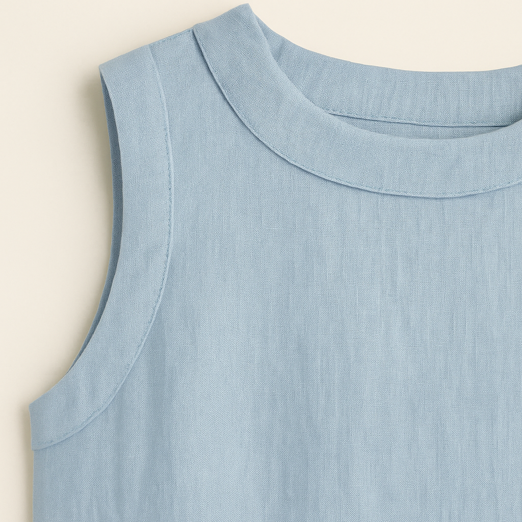 Linnen Blouse Met Korte Mouwen en Ronde Hals: Zomerse Luchtigheid