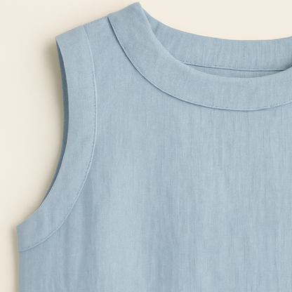 Linnen Blouse Met Korte Mouwen en Ronde Hals: Zomerse Luchtigheid