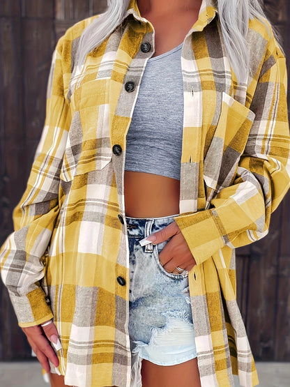 Luchtig Shirt - Gingham Ontwerp en Knopen Sluiting