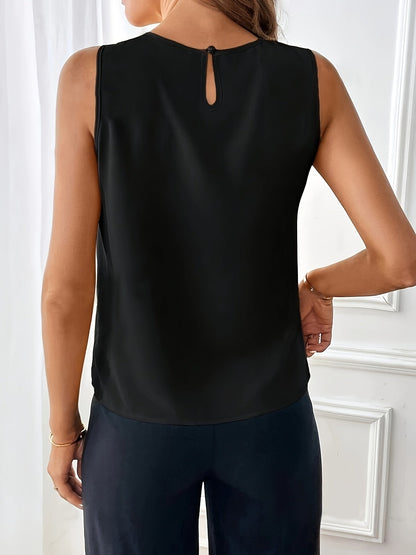 Mouwloze Blouse - Geplooide Voorzijde & Ontspannen Pasvorm