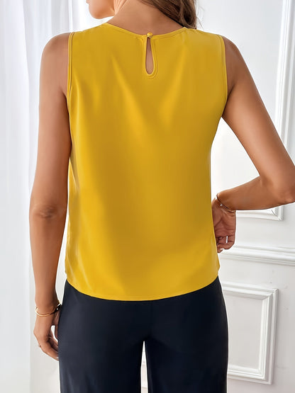 Mouwloze Blouse - Geplooide Voorzijde & Ontspannen Pasvorm