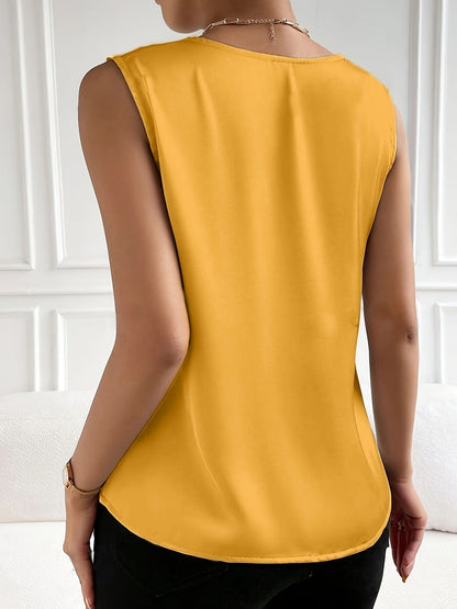 Mouwloze V-Hals Blouse - Effen Kleur Ontwerp & Lichte Stof
