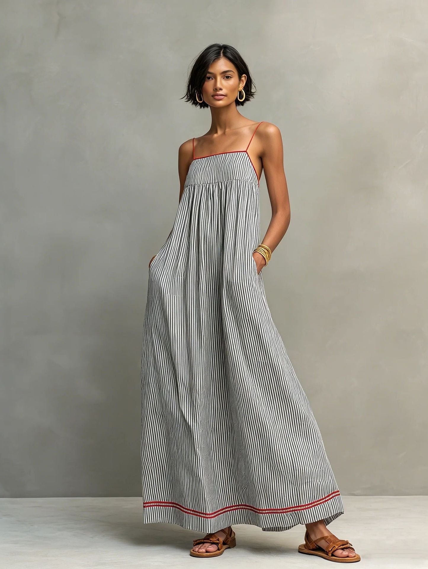 Elegante mouwloze lange jurk