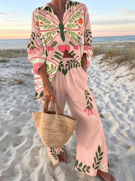 Zoete Zomer Vlinder Bloemenprint Broek Twee-delige Set