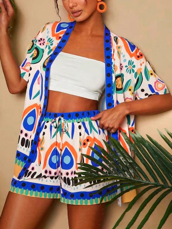 Gepersonaliseerde Graffiti Bloemenprint Shorts Twee-Delige Set