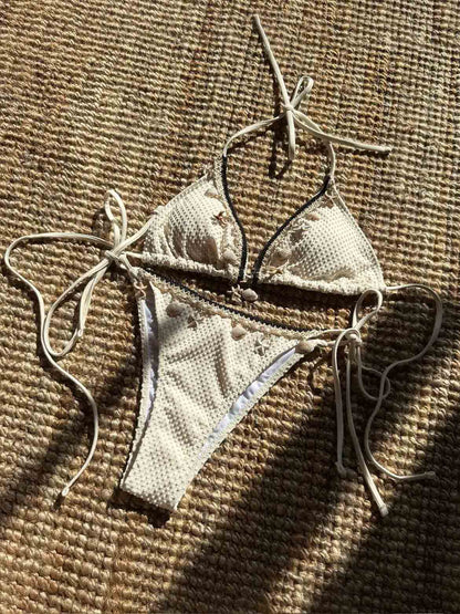 Kant Schelp Effen Kleur Twee-Delige Sexy Bikini Set