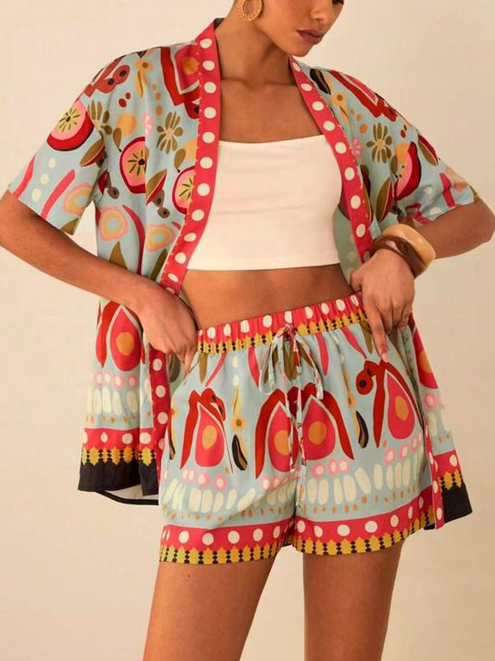 Gepersonaliseerde Graffiti Bloemenprint Shorts Twee-Delige Set