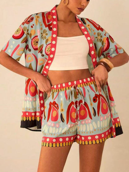 Gepersonaliseerde Graffiti Bloemenprint Shorts Twee-Delige Set