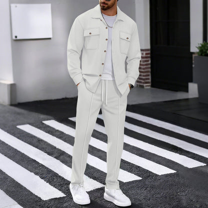 ⏰ Herenpak bestaande uit een button-down-jasje en een broek van honingraatmesh – Ontspannen pasvorm, ademend materiaal en een stijlvolle look voor dagelijks gebruik 👕👖