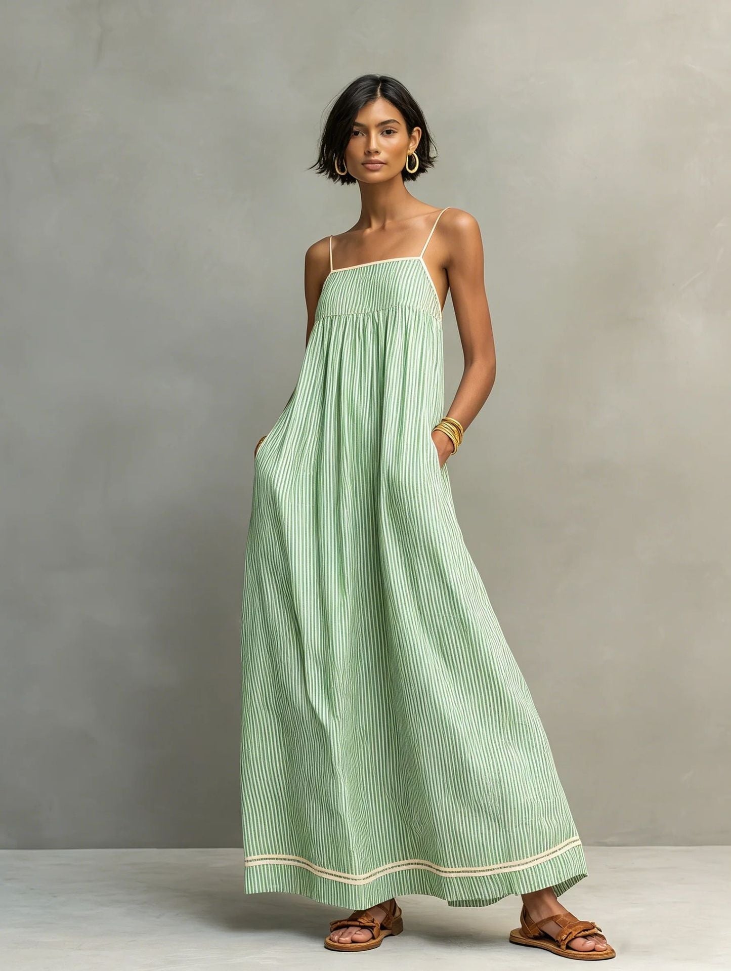 Elegante mouwloze lange jurk