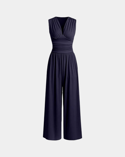 Sultana | Chic mouwloze jumpsuit met brede benen