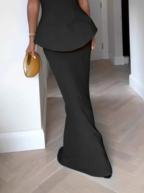 Elegante Tube Top Hoge Taille Plissé Rok Twee Delige Set