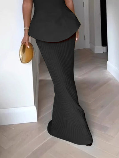 Elegante Tube Top Hoge Taille Plissé Rok Twee Delige Set